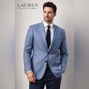 Lauren Ralph Lauren Blue Textured Blazer- Classic Fit